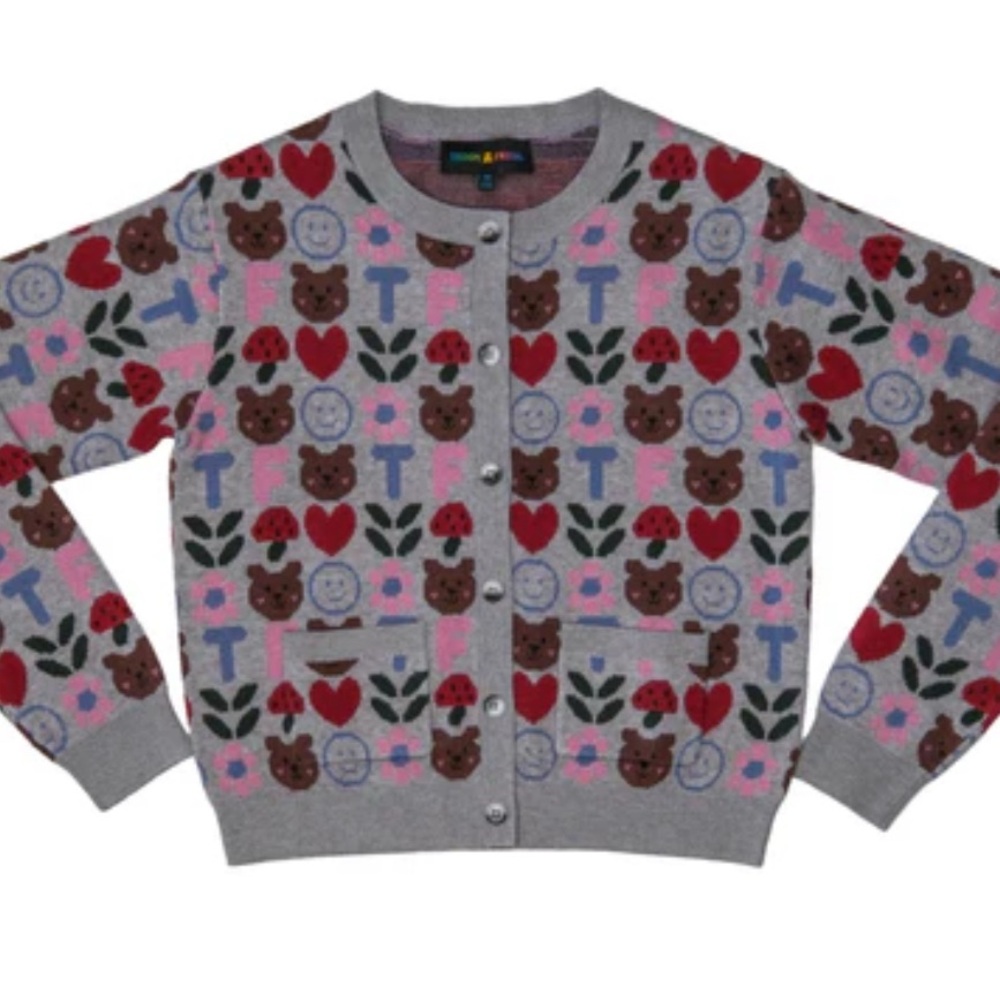 Teddy Fresh cross stitch cardigan
